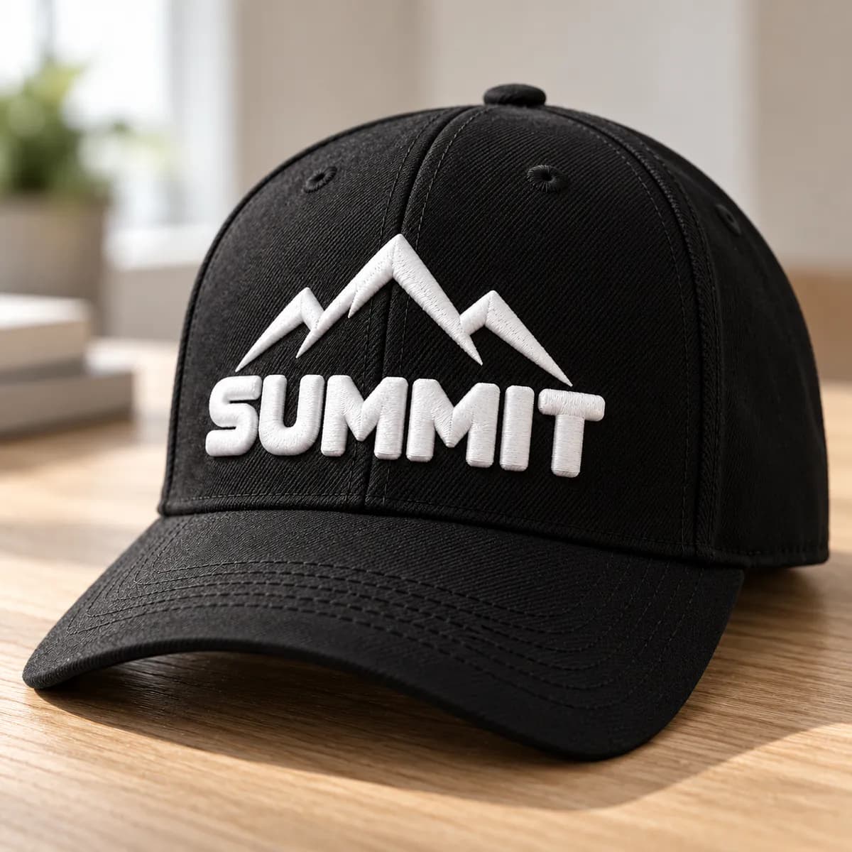 3D puff embroidered logo on a structured cap