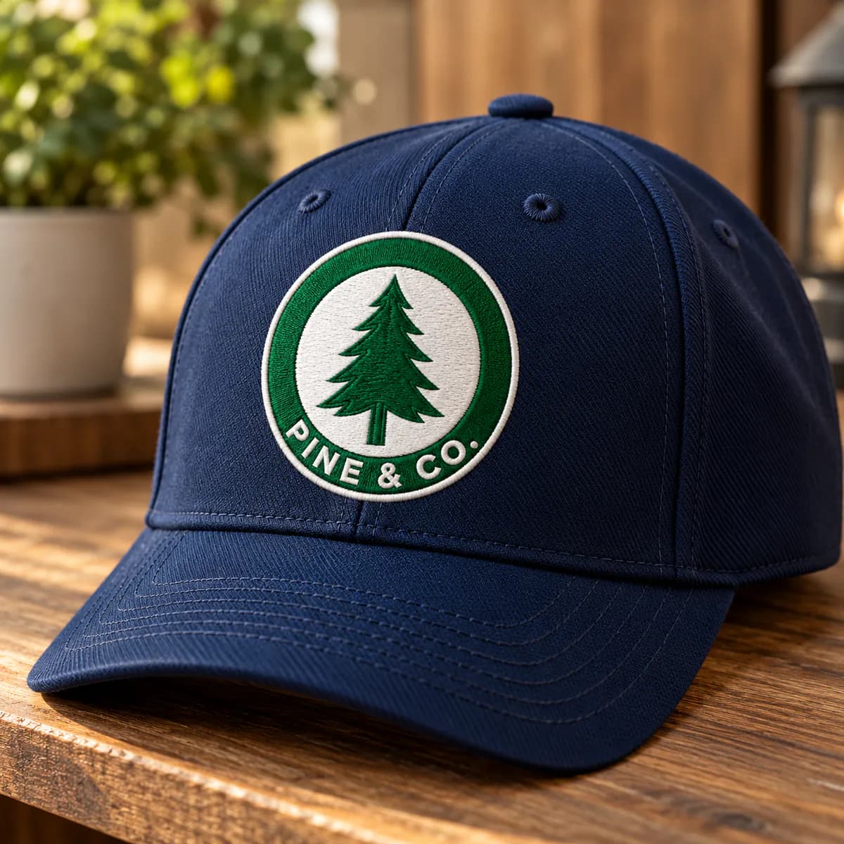 Embroidered logo on a structured cap front