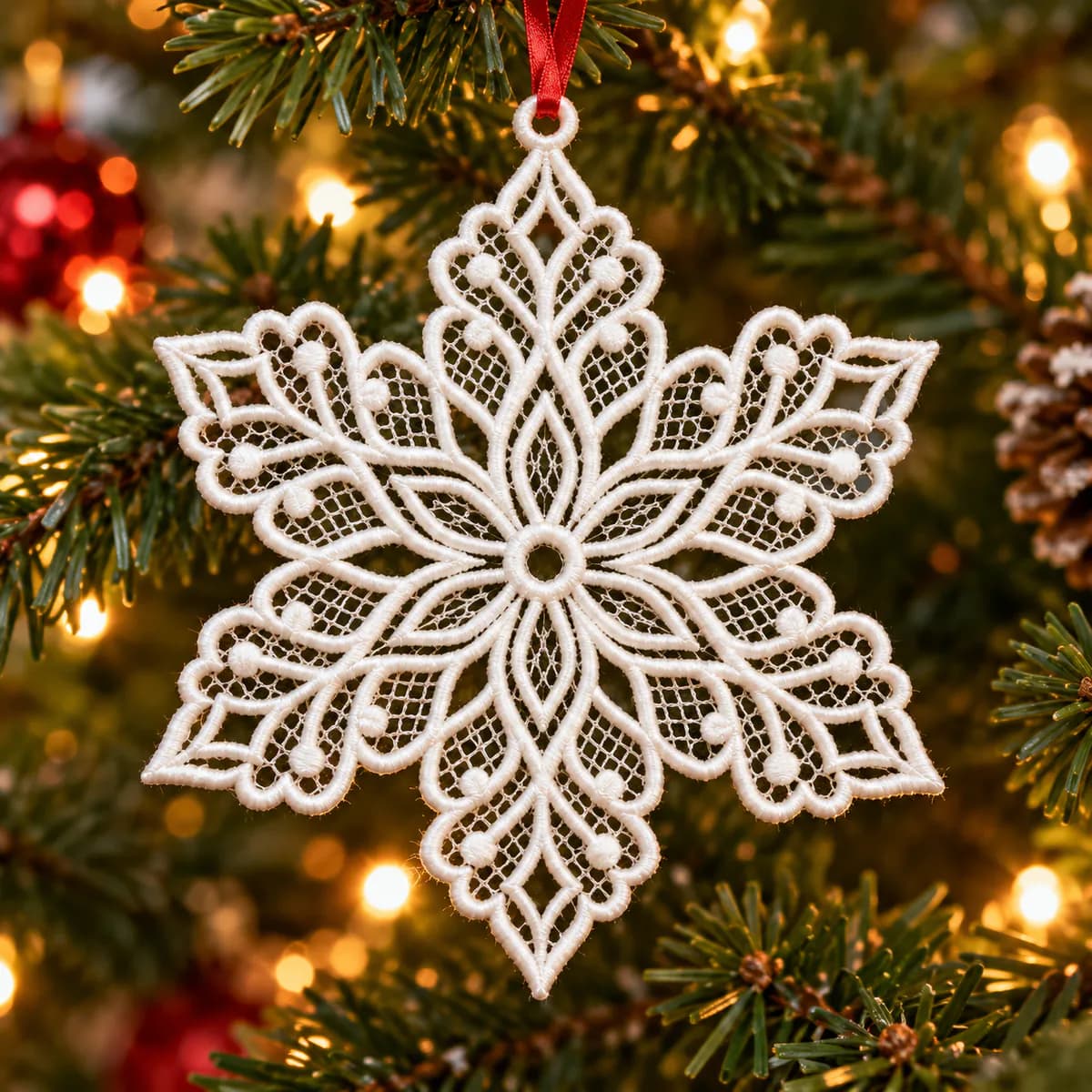 Free standing lace Christmas ornament
