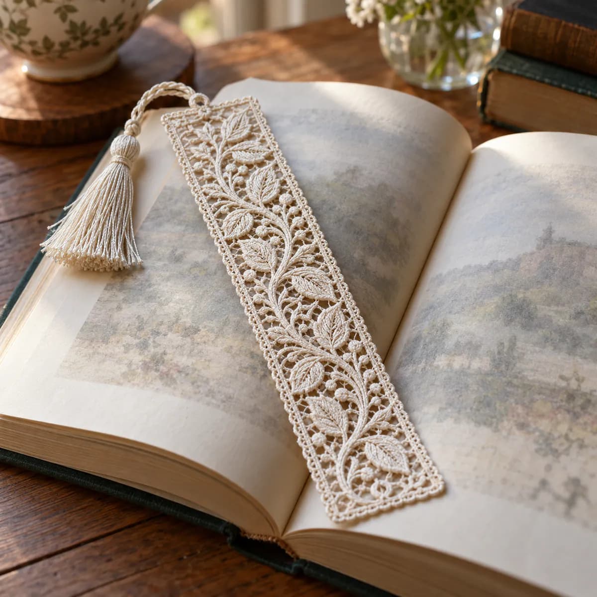Free standing lace bookmark