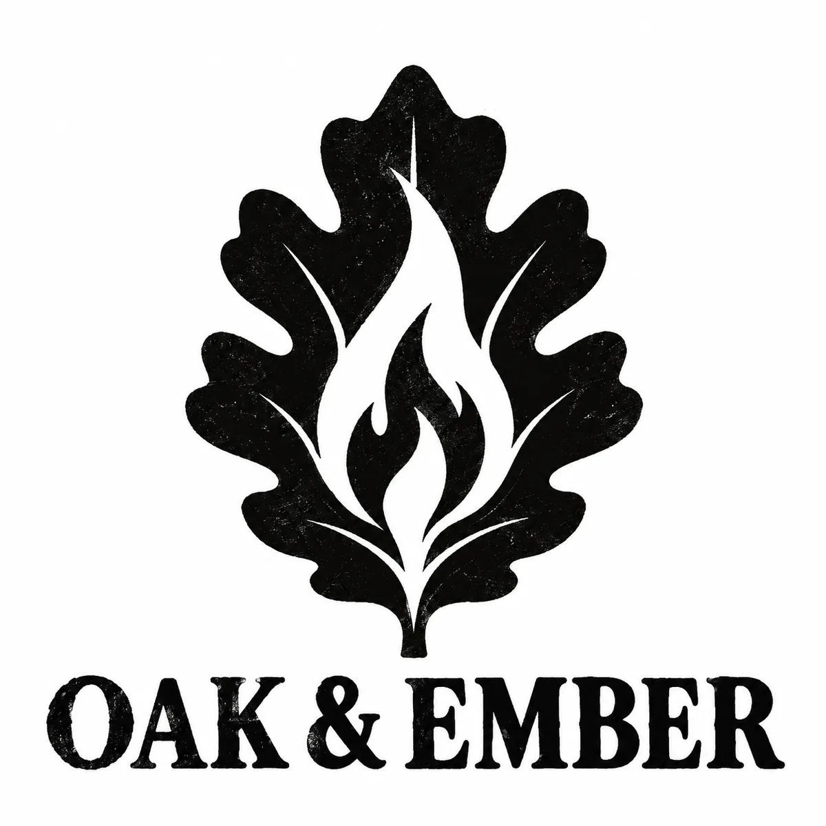 Oak leaf and flame logo artwork before tracing for laser engraving
