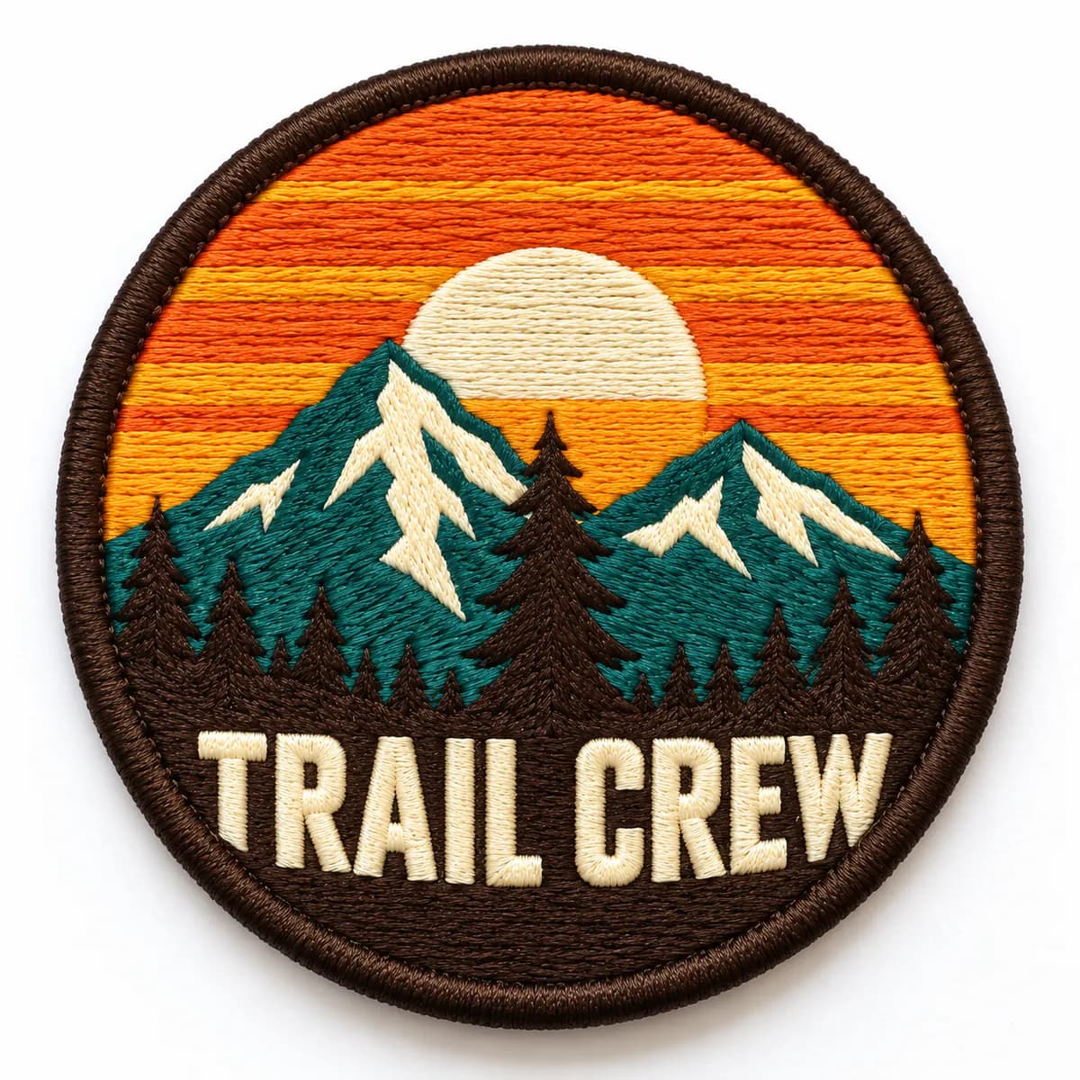 Finished embroidered patch with a satin border