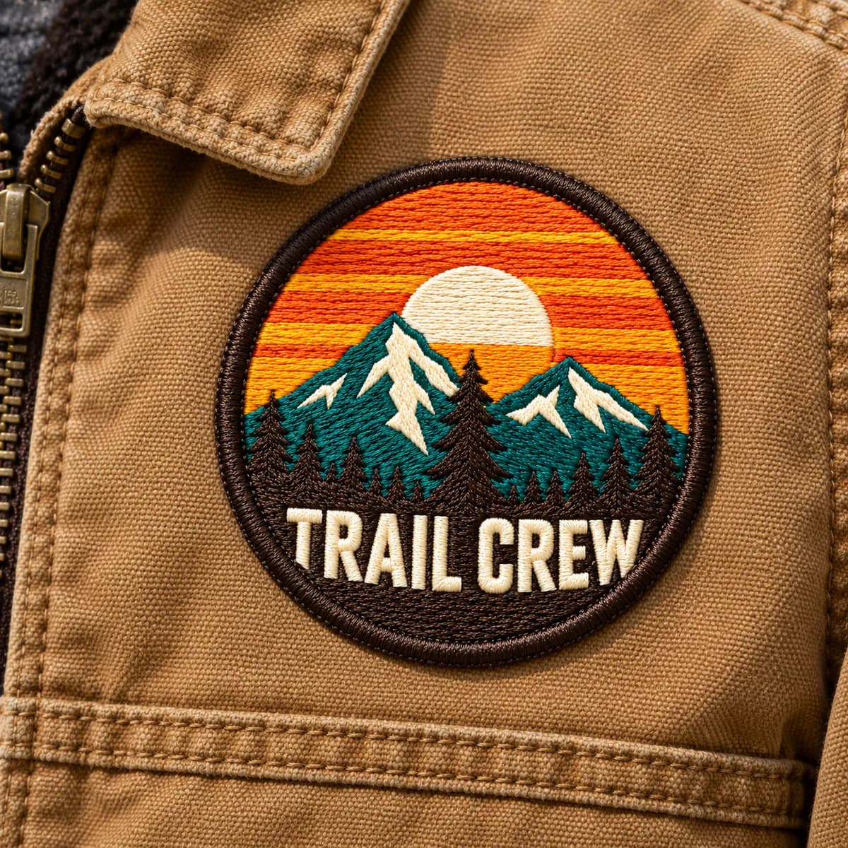 Embroidered patch with a satin border