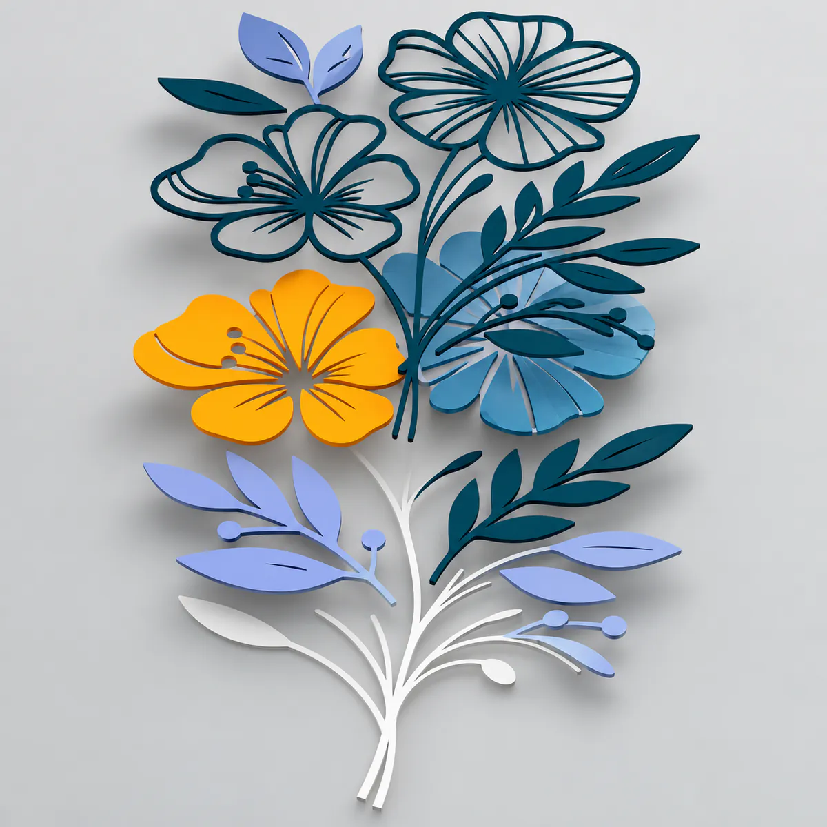 Floral SVG cut file shown as separate cut colour layers