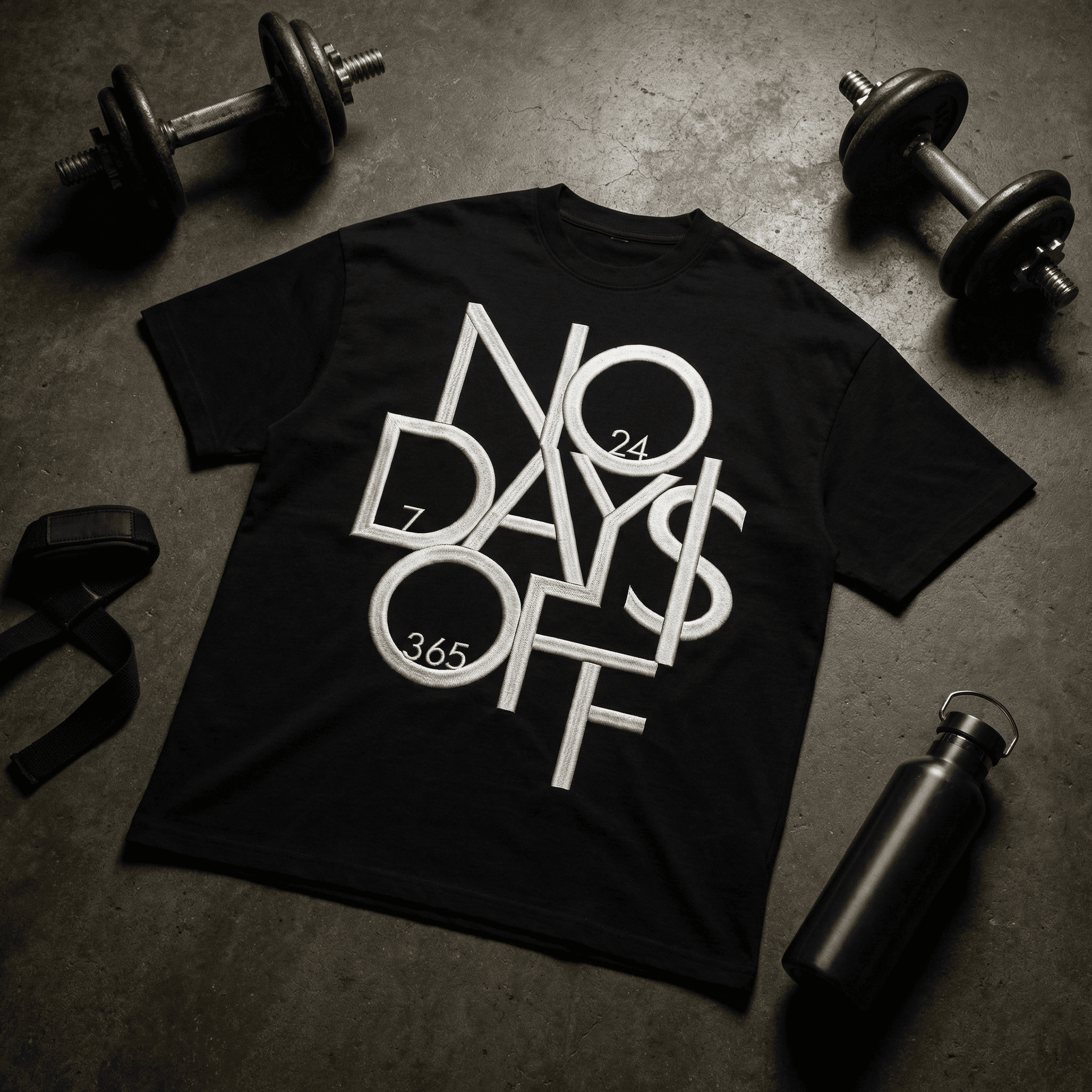 NO DAYS OFF Embroidery Design, Motivational Quote Machine Embroidery File, Gym Shirt Embroidery, 6 Sizes, Instant Download โ image 1