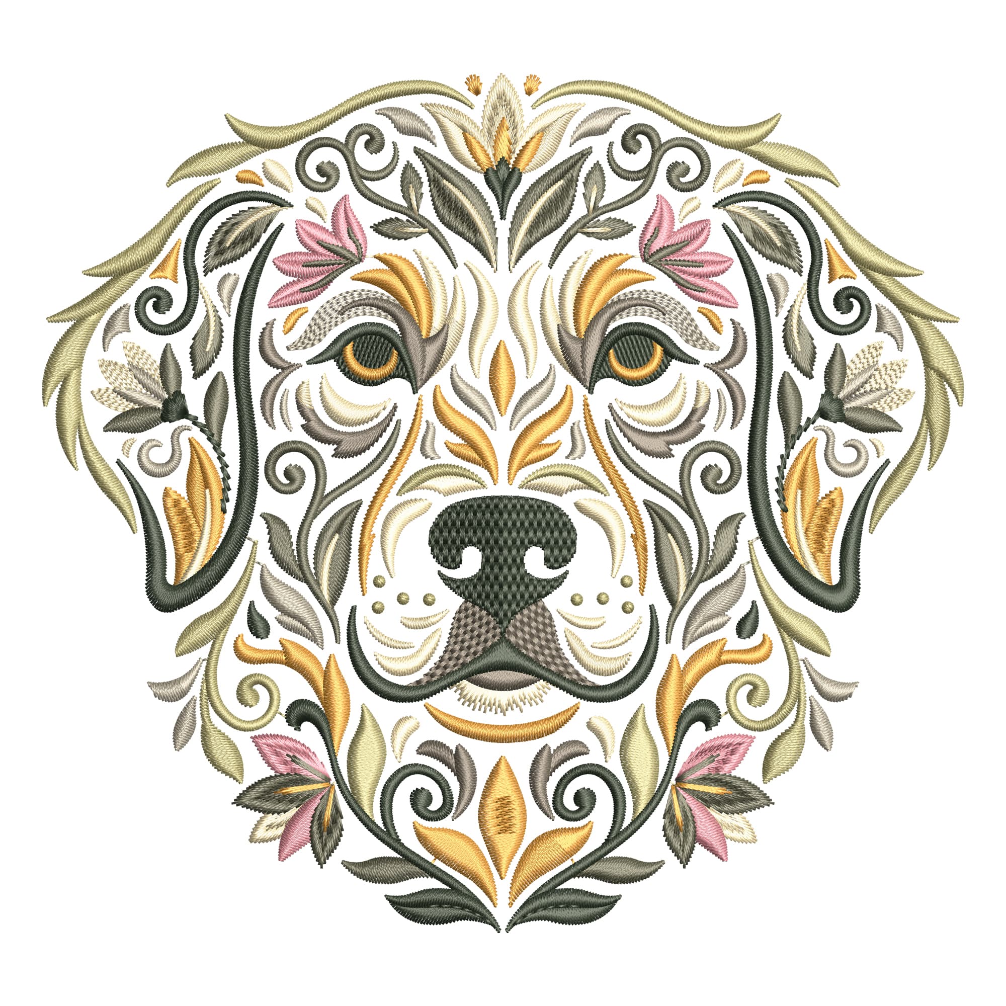 Floral Golden Retriever Embroidery Design – Machine Embroidery File, Dog Floral Embroidery Pattern, Pet Lover Embroidery, Instant Download — image 1