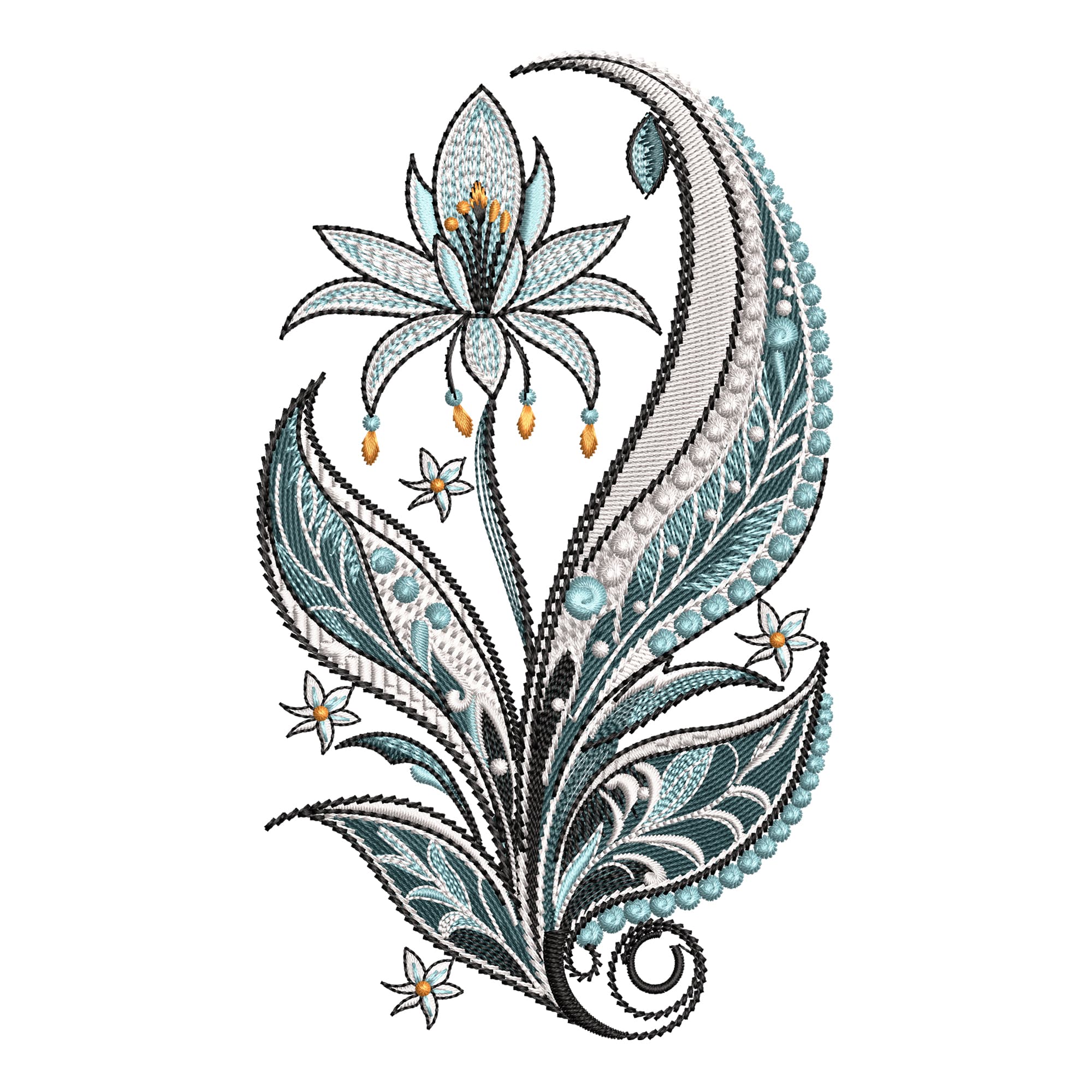 Floral Paisley Embroidery Design, Machine Embroidery File, Elegant Flower Pattern, DST PES JEF XXX EXP, Instant Download β image 1
