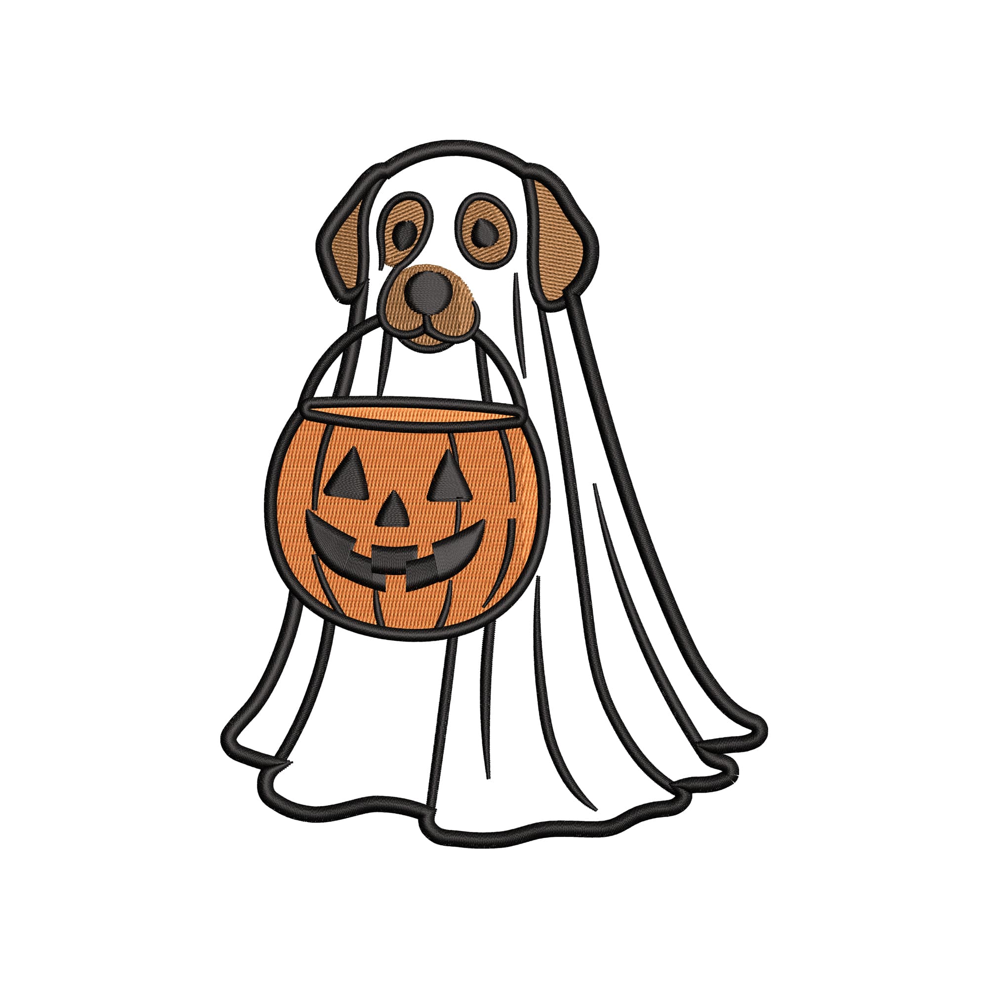 Halloween Ghost Dog Applique Embroidery Design, Spooky Dog Pumpkin Embroidery, Halloween Machine Embroidery File, Ghost Dog PES DST β image 1