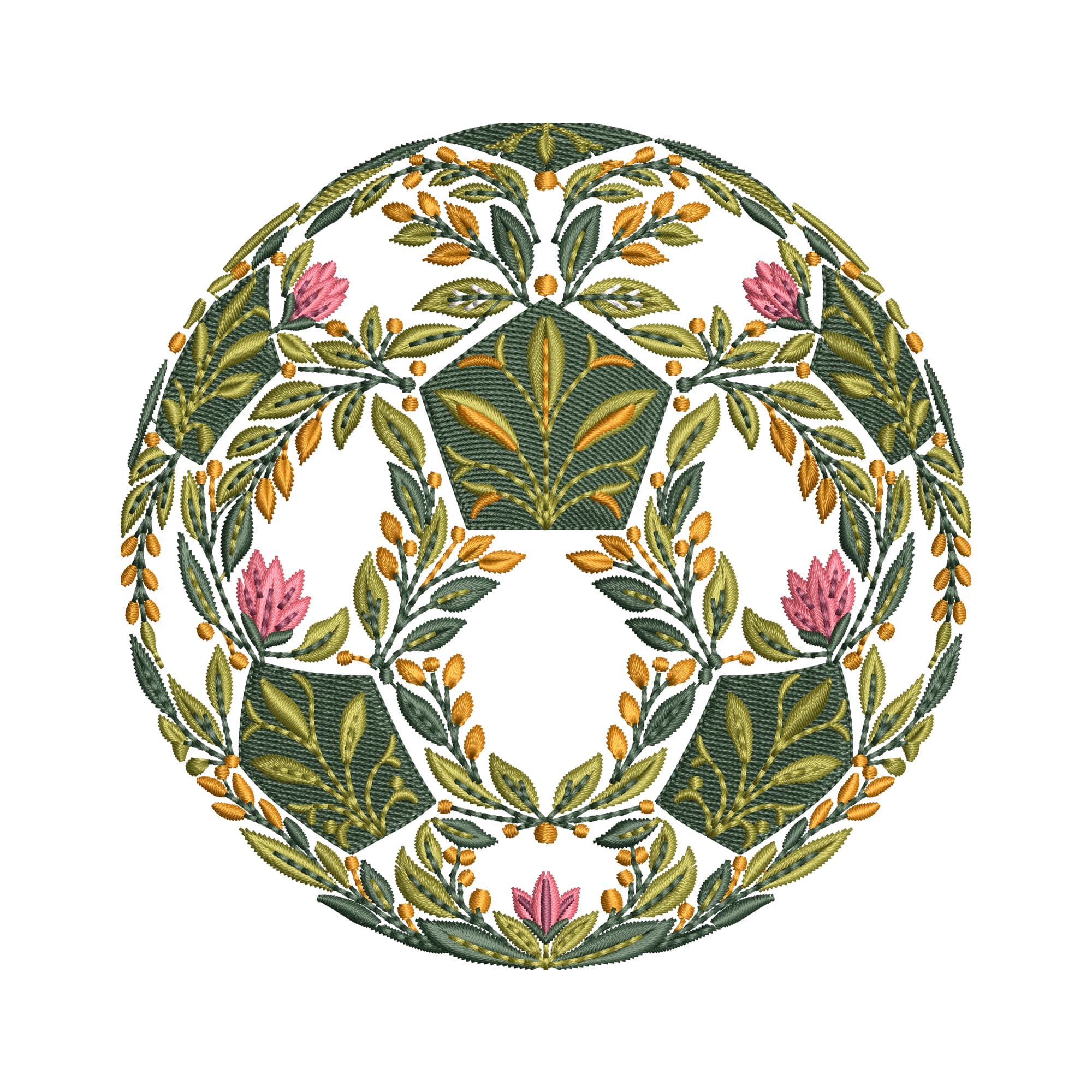 Floral Soccer Ball Embroidery Design, Football Embroidery File, Botanical Soccer Embroidery Pattern, Sports Machine Embroidery Files — image 1