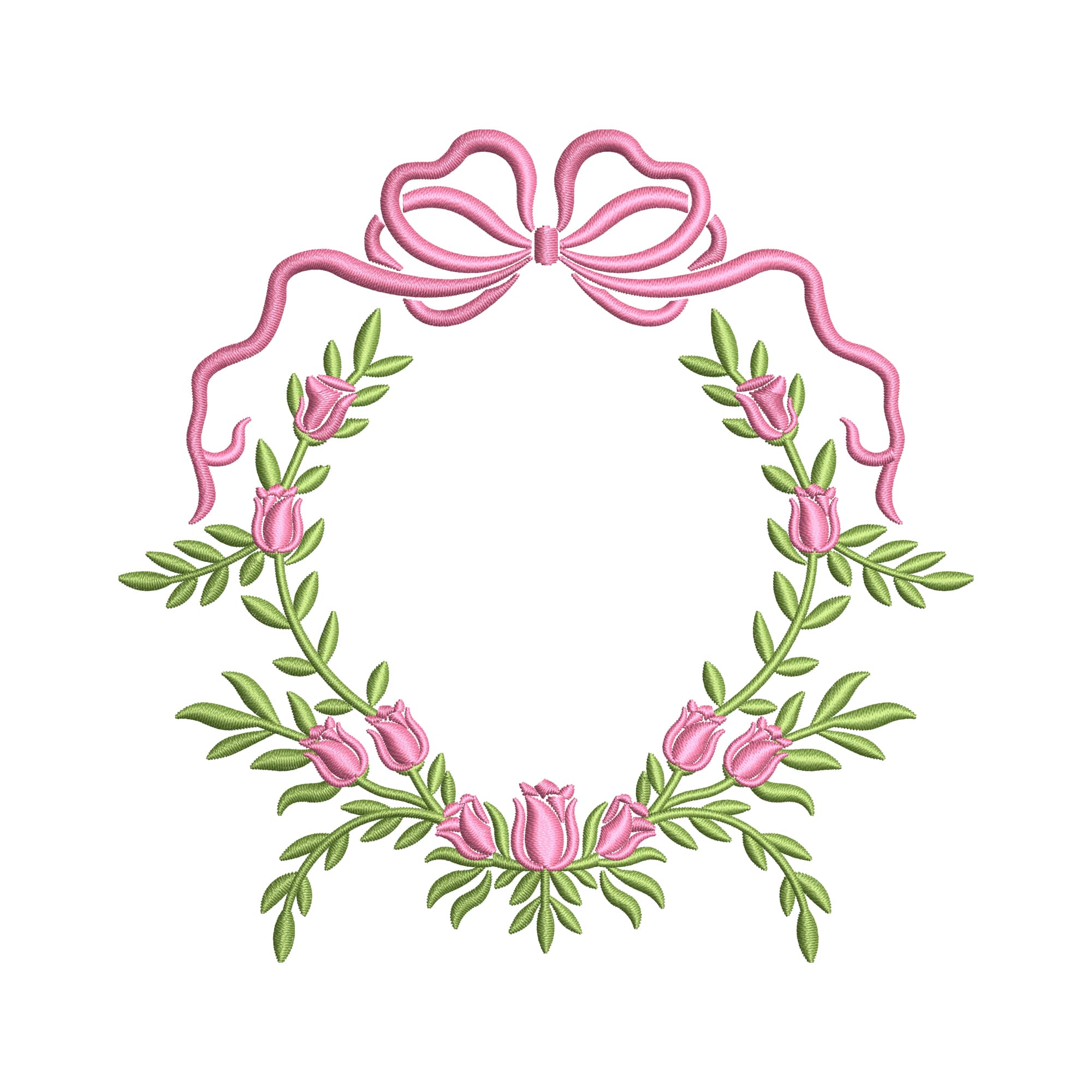 Floral Bow Frame Embroidery Design | Monogram Wreath Machine Embroidery File | Wedding Crest Baby Door Hanger PES DST JEF EXP HUS VP3 — image 1
